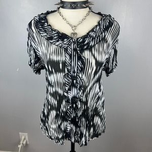 Corporate goth black and white blouse